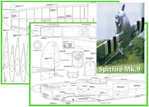 Model Airplane Plans (RC): Spitfire Mk.9 Semi-Scale 46" Wingspan for .15-.25 - Picture 1 of 3