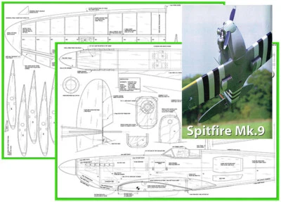 Model Airplane Plans (RC): Spitfire Mk.9 Semi-Scale 46" Wingspan for .15-.25 - Image 1 of 3