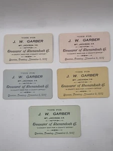 Grouping Of (5) Political Advertisements From Mt Jackson VA. 1927 - Treasurer - Picture 1 of 2