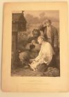 Rare Framed Antique Engraving Print A Shrine In Russia, 1873, Engraved By Finden