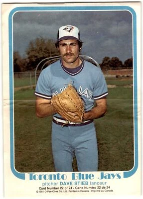 1981 O-Pee-Chee Posters Dave Stieb #22 Toronto Blue Jays - Image 1 of 2