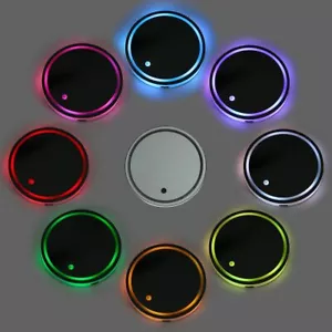 2PCS LED Cup Pad Car Accessories Light Cover Interior Decoration Lights 7 Colors - Picture 1 of 12