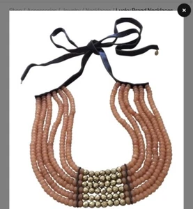 $99 Lucky Brand Beaded Carnelian Leather Collar Necklace #E104 - Picture 1 of 3