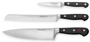 Wusthof Classic 3 1/2" Paring 8" Bread & 8" Chef's 3 Piece Starter Knife Set NEW - Picture 1 of 1