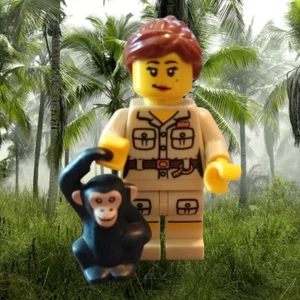 Lego Zookeeper girl with chimp monkey & banana minifigure Series 5 complete - Picture 1 of 3