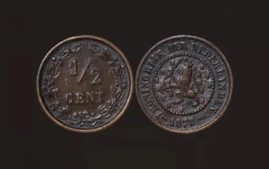 1878 1/2 Cent Netherlands Holland Coin (FM190) - Picture 1 of 3