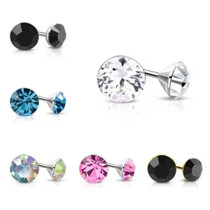 2er Set Ohrstecker Zirkonia CZ 4mm türkis regenbogen pink klar silber Damen - Bild 1 von 7
