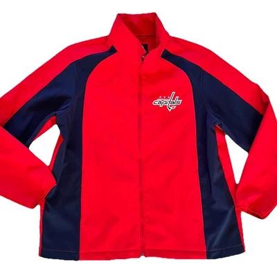 GIII Washingnton Capitals Fleece Lined Jacket Mens XL Red Pockets Logo NHL Zip - Image 1 of 4