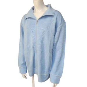 Sudadera Tommy Bahama Tobago Bay Palm azul claro con cremallera para mujer (L) - Imagen 1 de 5