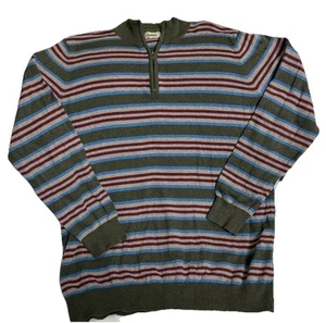 Vintage LL Bean Sweater Mens XL Tall Green Blue Cashmere Blend Half Zip XLT Y2K - Picture 1 of 3