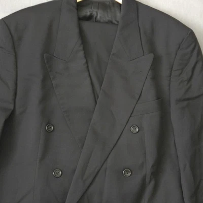 Traje Hugo Boss 2 piezas para hombre 44R/40x32 lana negra doble pecho clásico solapa pico Foto 1 de 4