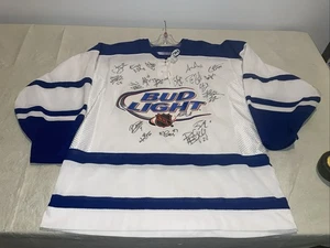Camiseta deportiva autógrafa del equipo Nhl Bud Light cm para hombre micrófono grande vintage - Imagen 1 de 9
