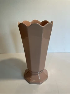 Vaso vintage Frankoma Pottery #64 ottagonale 9" rosa - Foto 1 di 10