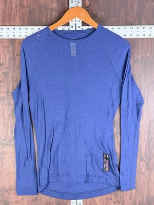 Camisa Camiseta Rapha Manga Larga Lana Merino Top Capa Base Azul Hombres AGUJEROS Medianos Foto 1 de 4