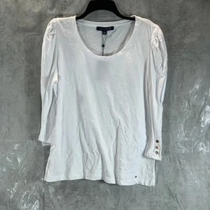 Tommy Hilfiger Damen Oberteil hellweiß Rundhals 3/4 Puffärmel Gr. XL - Bild 1 von 12