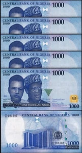 Nigeria 1000 Naira 2024, UNC, 5 Pcs LOT, P-49 NEW DATE,NEW SIGN - Picture 1 of 4