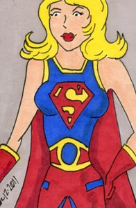 SUPERGIRL Sketch Card by Korey Watkins - early 1970's costume - Picture 1 of 1