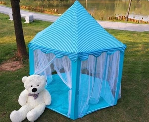 Princess Tent Large Playhouse Kids Castle Play Tent with Star Lights (Blue - Picture 1 of 7