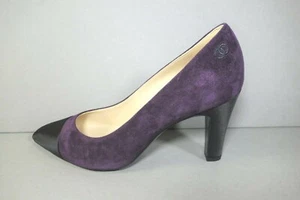 CHANEL 36.5 purple suede satin black cap point toe pumps heel NEW Gabrielle Coco - Picture 1 of 12