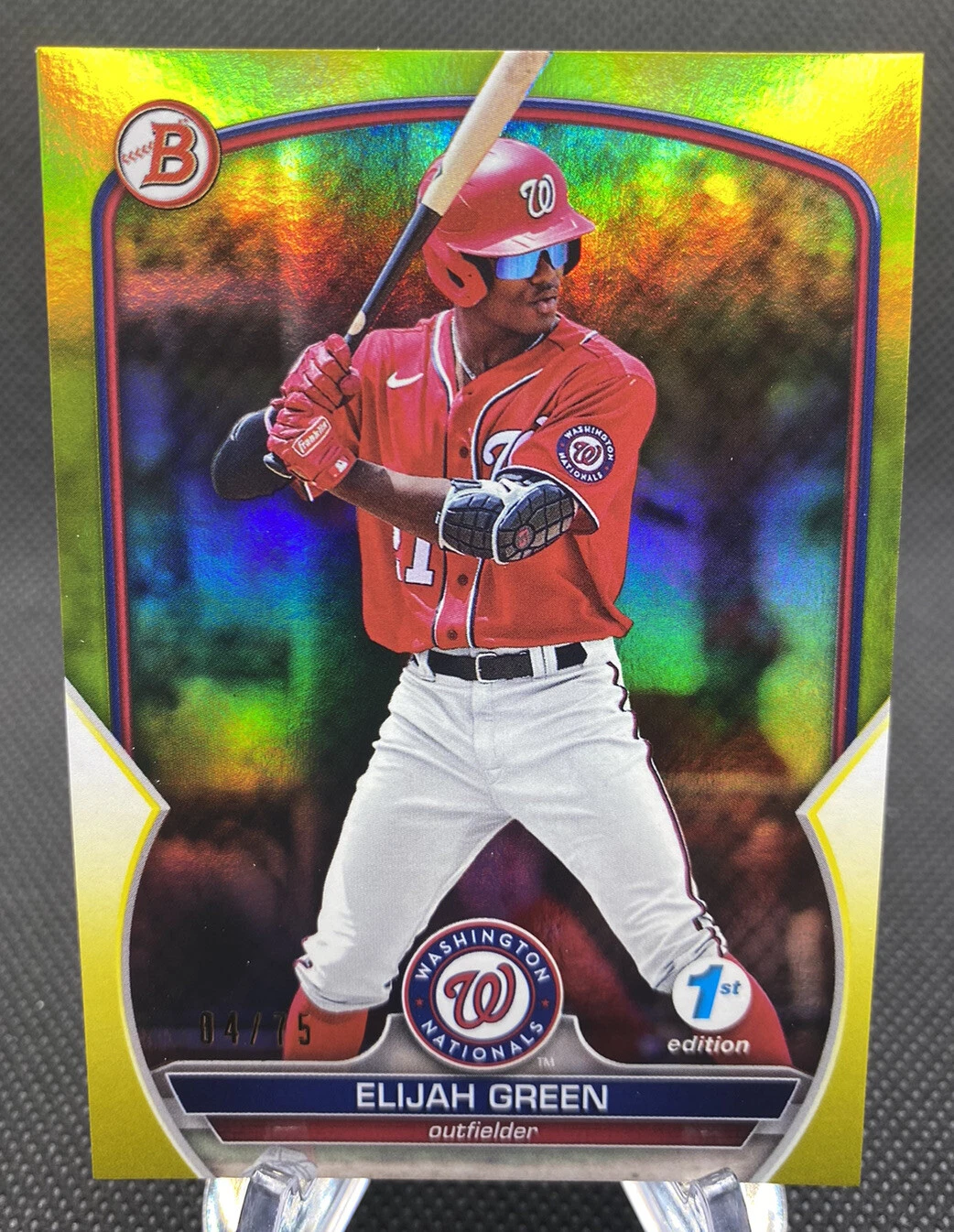ELIJAH GREEN 2023 Bowman 1st Edition YELLOW FOIL PARALLEL #'d /75 Nationals