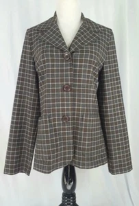 Chaqueta blazer marrón a cuadros Claudie Pierlot para mujer - Imagen 1 de 12