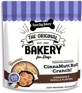 Three Dog Bakery Cinnamutt Roll Crunch Dog Treat, Crunchy Cinnamon Roll Flavored - Picture 1 of 12