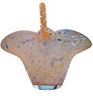 Murano Style Hand Blown Art Glass Basket Vase Swirl Pastel Colors 7”h 7”w