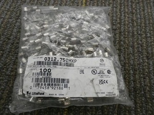 100Pack 0312.750HXP Fuse Cylinder Fast Acting 0.75A 3AG 0.25x1.25in Glass 250VAC - Picture 1 of 1