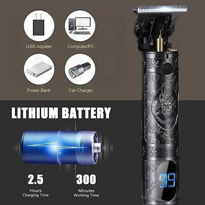 Professional Hair Clippers Sharp T-Blade Trimmer Zero Gapped Detail Beard Shaver