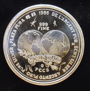 1986 World Trade Unit Mint Scales Rare Bullion - 999 Silber 1 Oz Unze Kunstmünze - Bild 1 von 2