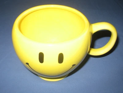 Taza/jarrón grande Teleflora vintage amarillo cara sonriente Foto 1 de 4