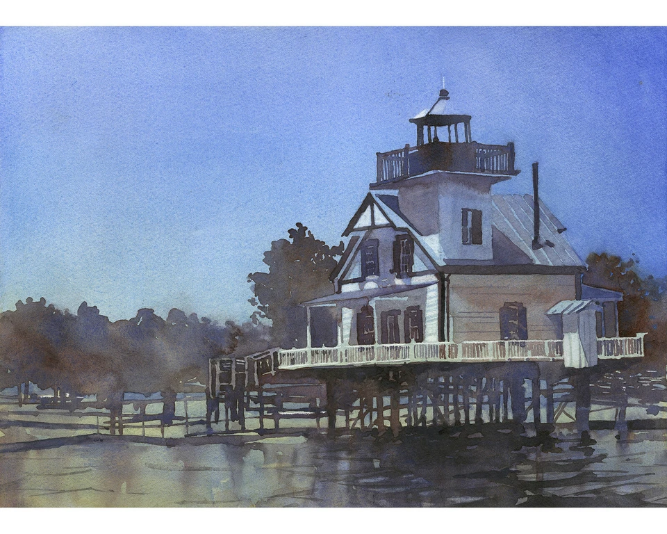 Roanoke River Lighthouse on the waterfront of Edenton, North Carolina. Art print - Image 1 of 4