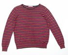 Marks and Spencer Womens Multicoloured Round Neck Striped Acrylic Pullover Jumpe