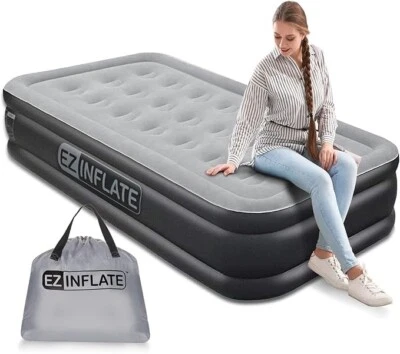 Double High Luxury Air Twin Mattress Built in Pump EZ Inflate Inflatable