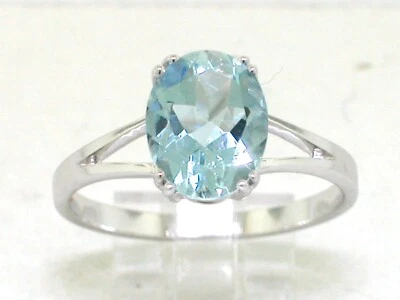 Aquamarin Ring 585 Weißgold 14Kt Gold natürlicher Aquamarin oval facettiert - Bild 1 von 4