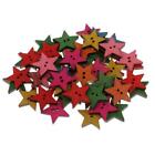 50x 2 Holes Mixed Printing Star Shapes Wood Buttons