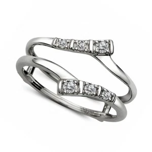 Wrap Guard Bypass Enhancer 0.20Ct Real Moissanite 14K White Gold Plated Jacket - Picture 1 of 6