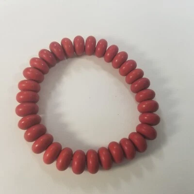 Pulsera elástica de cuentas de madera roja boho étnica Foto 1 de 4