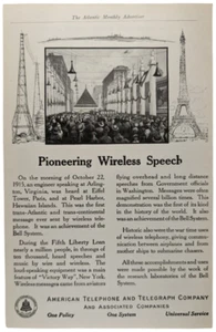 AT&T Telephone Wireless Speech Pearl Harbor 1919 Atlantic Monthly Ad 5.5x9" - Picture 1 of 1