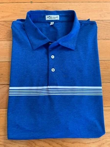 Peter Millar Summer Comfort Performance Polo Shirt Mens XL Blue White Stripes - Picture 1 of 7