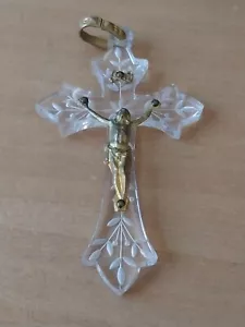 CRUCIFIJO PLÁSTICO TRASPARENTE CRISTO METAL DORADO 7 CMS ALTO - Imagen 1 de 2