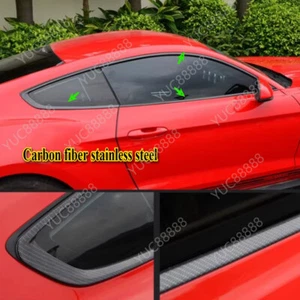 Stainless Carbon Fiber Car Window Strip Cover Trim For Ford Mustang 2015-2022 - Picture 1 of 5