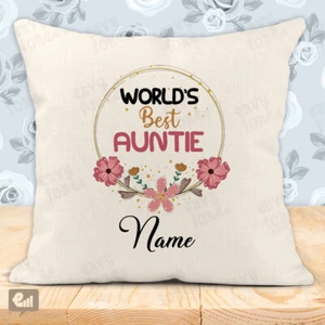 Personalised World's Best AUNTIE Cushion Cover Pillow Case Home Decor Room Gift - Picture 1 of 1