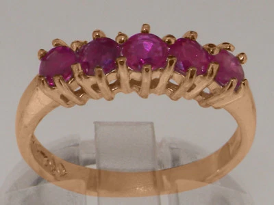 Anillo de eternidad de oro rosa de 14 quilates con rubí natural para mujer - tallas de la J a la Z Foto 1 de 4