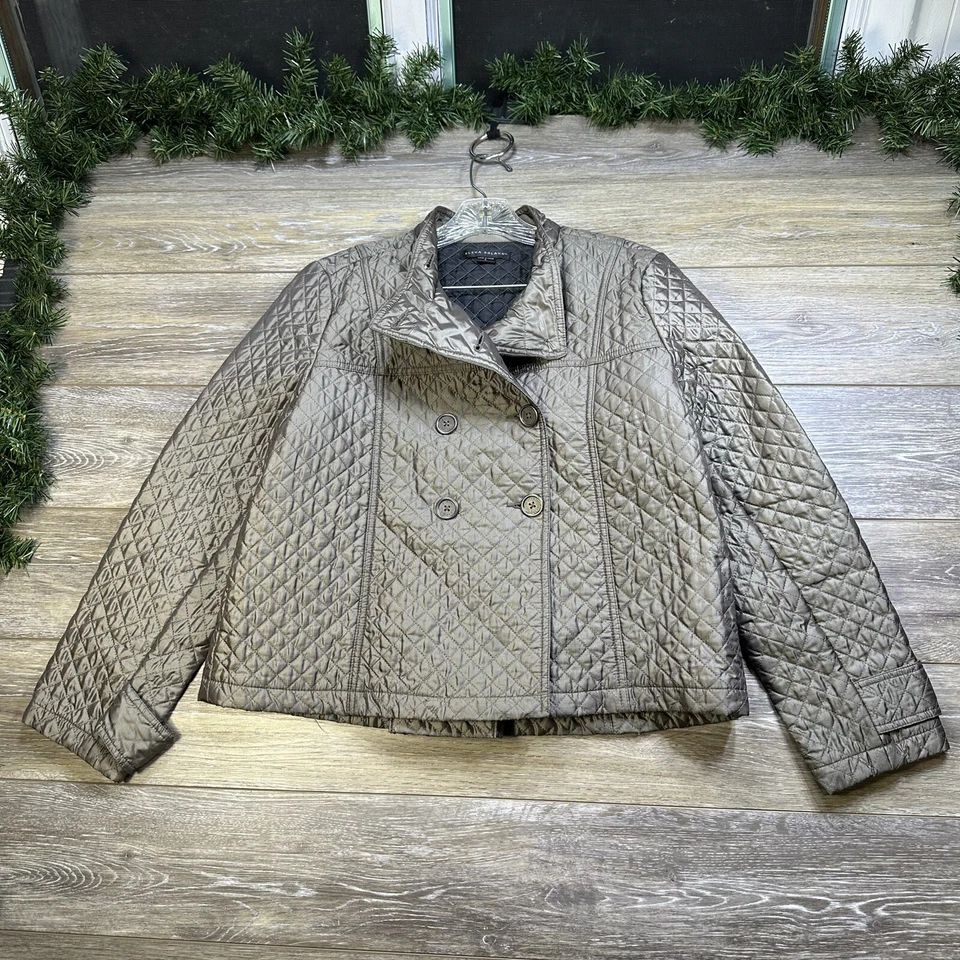 Abrigo Elena Solana Talla Grande Mujer Marrón Guisante Abrigo Chaqueta Acolchado Cálido Foto 1 de 4