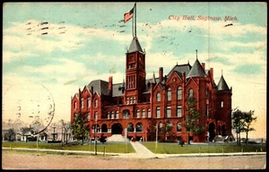 Postcard MI Saginaw Michigan City Hall 1911 D3 - Picture 1 of 2