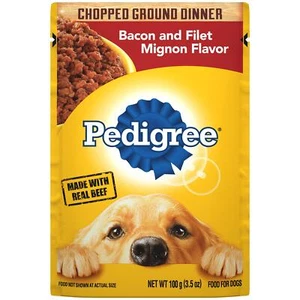 PEDIGREE CHOPPED GROUND DINNER Adult Soft Wet Dog Food, Bacon and Filet Mignon - Picture 1 of 10