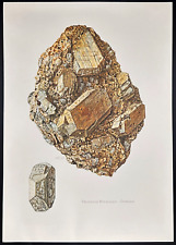 1969 Caspari vintage geology print: Orthoclase, mineral, crystal, gemstone