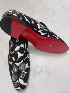 Gr. US 11 / 44Christian Louboutin Löwenzahn Flache Schwarz/Weiß Petunie Herren Schuhe - Bild 1 von 12