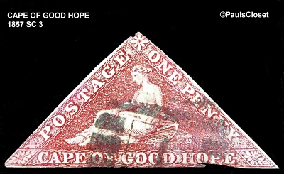 CABO DE BUENA ESPERANZA 1857 SC 3 "ESPERANZA" SENTADO 1p ROSA TRIÁNGULO IMPERFORADO UNG EN MUY BUEN ESTADO/F Foto 1 de 2